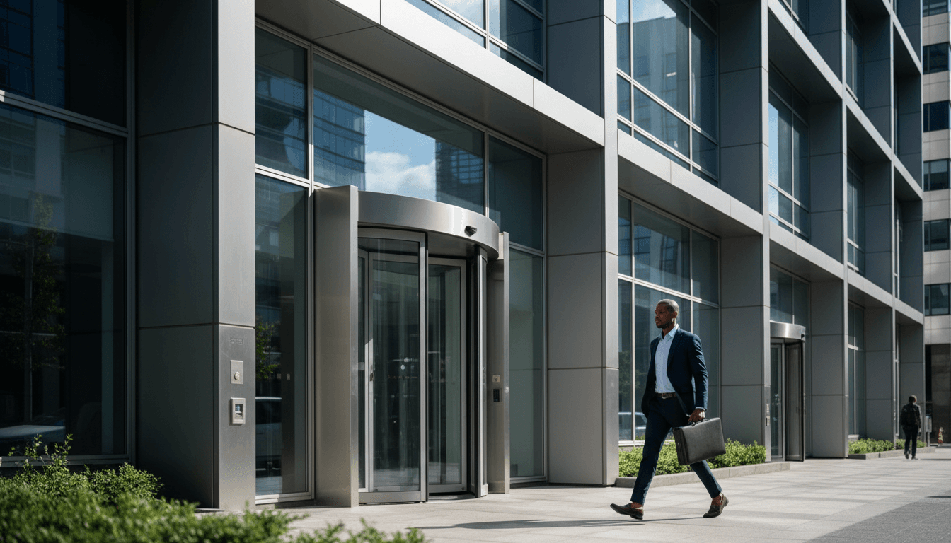 Commercial office building with professional entering