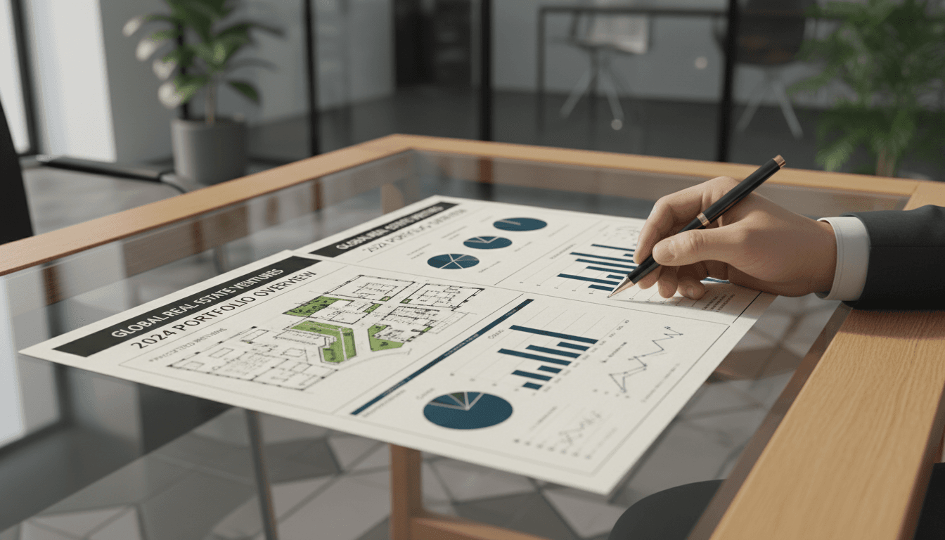 Investment analysis document on modern desk with property details